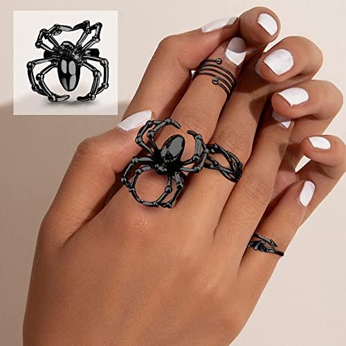 Kakonia 20Pcs Punk Ring Set for Men Women Adjustable Cool Gothic Punk Ring Spider Bat Dragon Claw Snake Fashion Rings