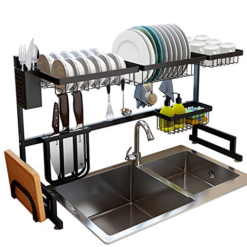 Dish Drying Rack, Kitchen Sink Organizer and Over the Sink Dish Drying Rack Stainless Steel Sink Rack Dish Drainers Rack for Kitchen Sink Space Saver (Sink Size less than 32