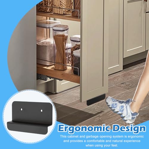 Image of NINEFOX Cabinet Foot Pull for Trash Drawer, Trash Cabinet Foot Pull, Touchless Hands Design for Full Overlay Cabinet Door, with Screws, Double-Sided Adhesive Tapes