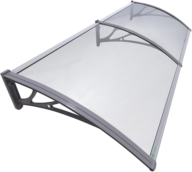 VOUNOT Front Door Canopy Outdoor Awning, Rain Shelter for Back Door, Porch, Window, 200 x 80 cm, Grey