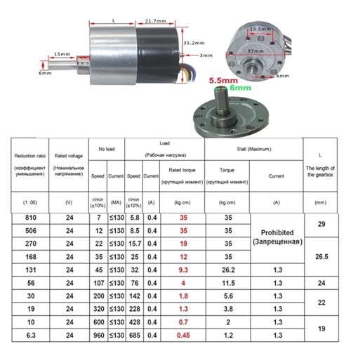 Moteur JGB37-3525 CC 24V 960 tr/min avec support de fixation robuste