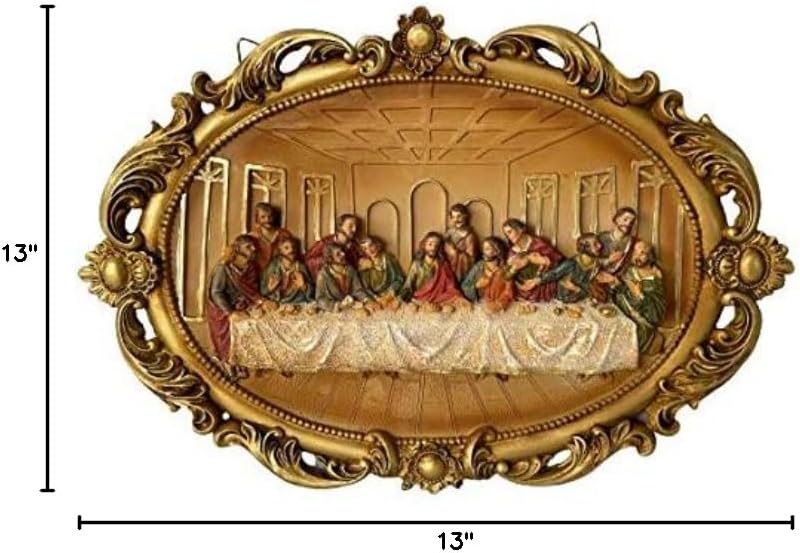 miSantuario Ultima Cena Placa Para Colgar Resina 13" x 9" Last Supper Wall Plaque Resin Religious Home Decor