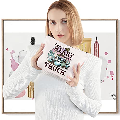 LEVLO Country Music Quote Cosmetic Bag Song Western Gift I Got A Heart Like a Truck Musical Make Up Zipper Pouch Bag Cowboy Cowgirl Merchandise - Image 3