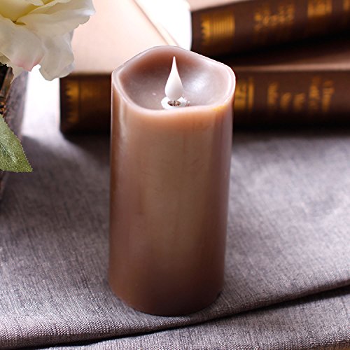 Image of 3D Moving Flame Led Candle With Timer, Dancing Flame Led Candle for Home Halloween Decoration, 3x5 Inch, Brown