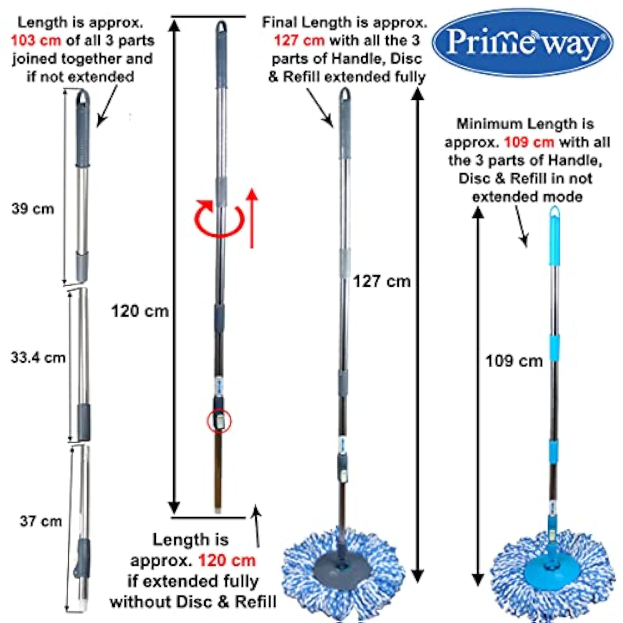 Plastic Twin Bucket Spin Mop with 2 Microfiber Refills