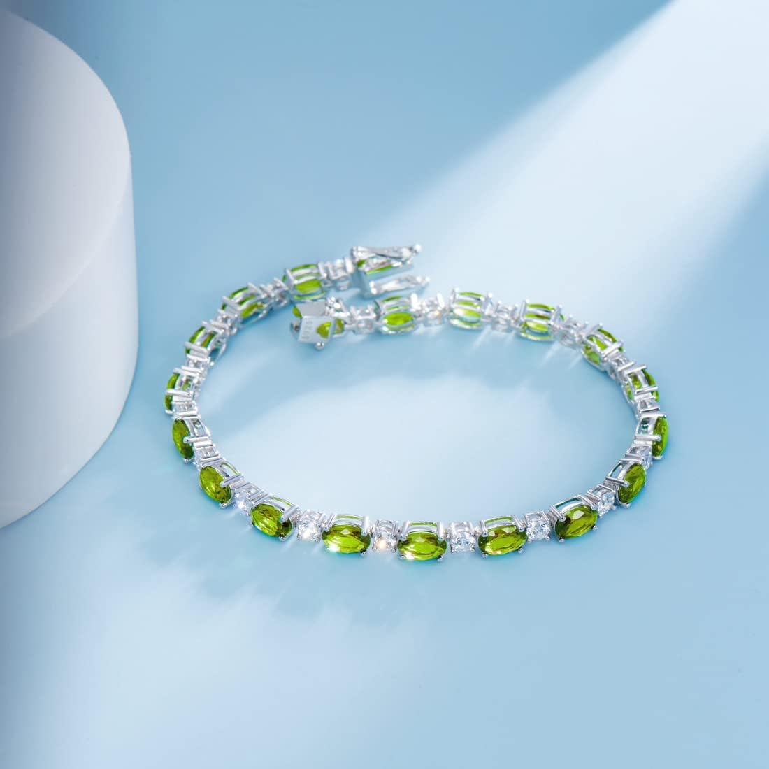 Birthstone Bracelets for Women Sterling Silver Tennis Bracelets with Created Gemstones Dainty Charm Jewelry Anniversary Birthday Gifts for Women 7 Inches - Image 4