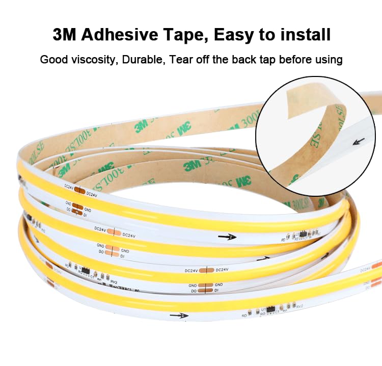 Image of COB FCOB LED Strip WS2811 IC Addressable led Running Water Effects Smart LED Strip Lights Cool Warm White 3000K CRI95+ 360LED /M 16.4FT DC24V for House Indoor Decoration