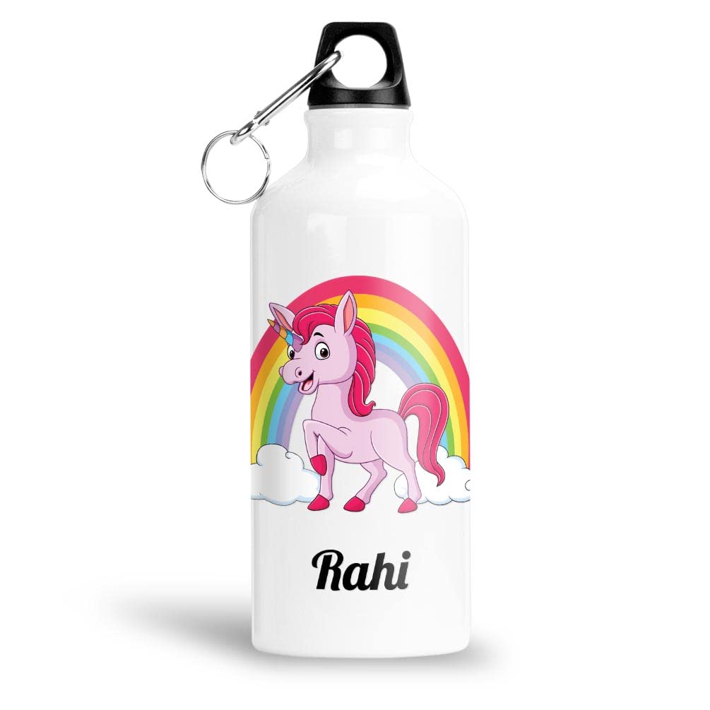 FABTODAY Rainbow Unicorn Aluminium 750ml Water Bottle for Kids - Best Happy Birthday Gift for Daughter, Sister, Return Gift, Name - Rahi