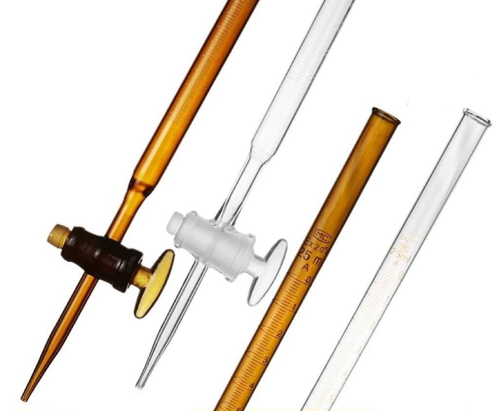 Buretta acida bianca/marrone da 10 ml-100 ml con rubinetto - Attrezzatura for laboratorio chimico in vetro trasparente di classe A(Brown-100ml)
