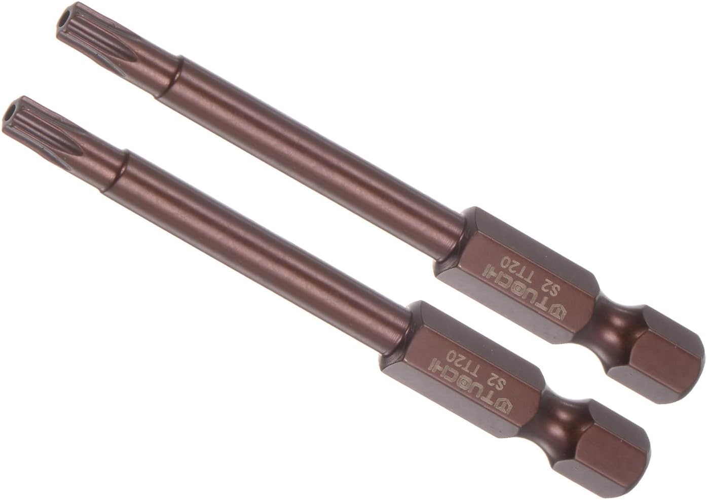 Magnetic Torx Screwdriver Bit, T20 3" Length 1/4" Hex Shank, S2 Steel Star 6 Point Drill Driver Tamper Proof - (Applications: for Auto Repair), 2-Pieces