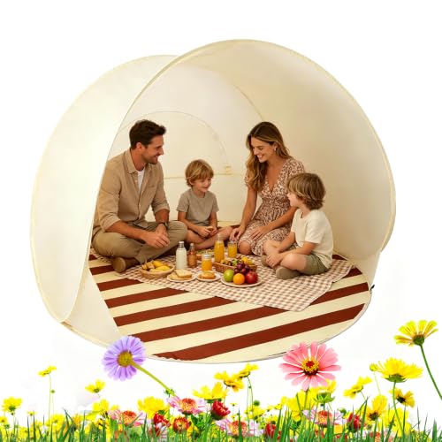 Tienda De Playa Plegable para 3-4 Personas, Refugio De Playa Plegable con Protección UV, Tienda De Sol Automática con Ventana De Malla Transpirable, Tiendas De Picnic Ligeras Y De Montaje Rápido