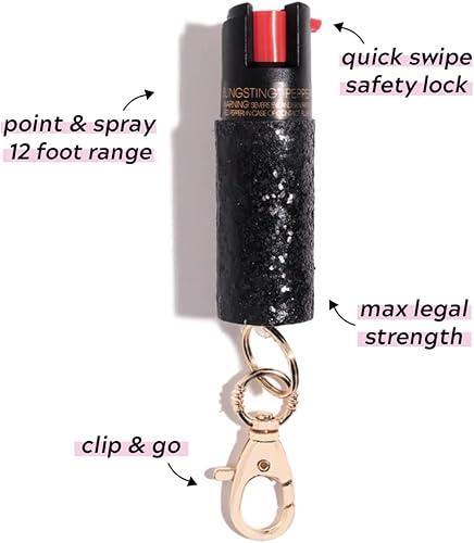 Miniatura 2 de BLINGSTING Kit de defensa personal – Grado profesional, espray de pimienta de máxima resistencia con tinte de marcado UV y alarma de seguridad