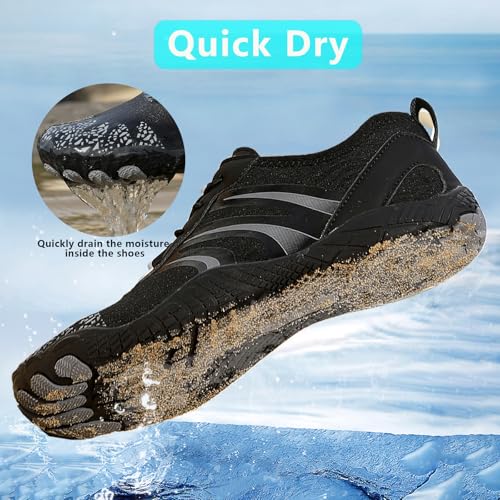 Image of Beach Water Shoes for Women Men Quick Dry Non-Slip Wide Toe Hike Barefoot Footwear for Beach Pool Aqua Swim Surf Walk