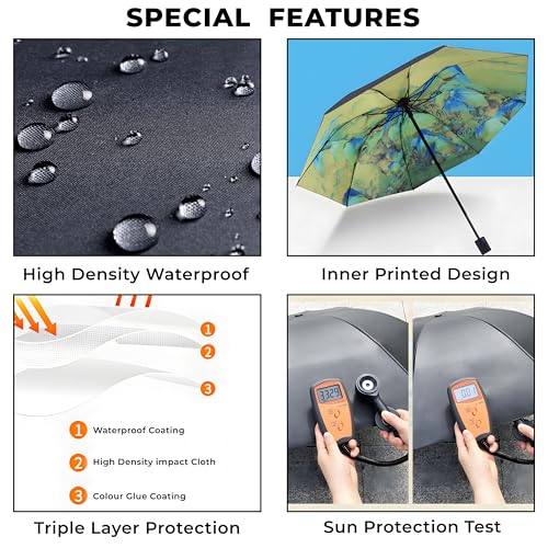 Image of Kraptick Printed Travel Umbrella for Rain, UV, Wind Proof, Water-Proof Umbrella for Men /Women /Boys /Girls /Kids (UMBR-02)