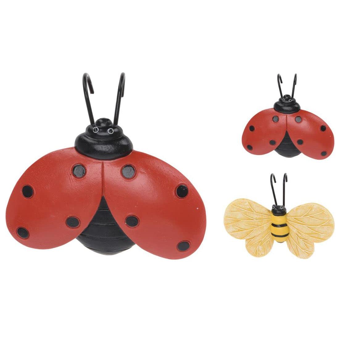 Carousel Home Pack Of 2 Ladybird & Butterfly Plant Pot Huggers Planter Hangers | 2 Piece Garden Planter Pot Hangers Flower Pot Hanging Ornaments | Resin Bugs Outdoor Plant Pot Decorations
