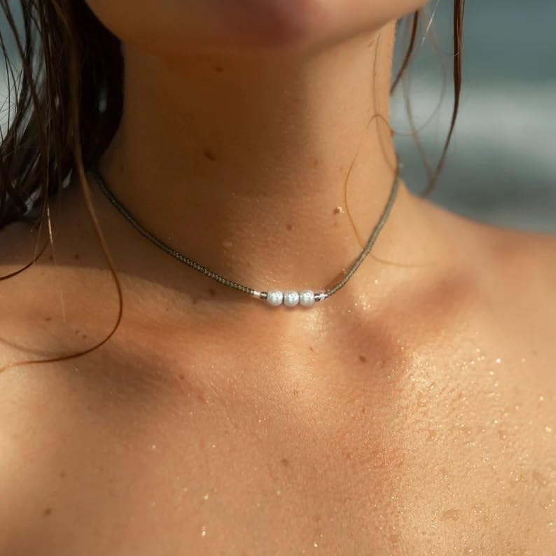 S.J JEWELRY Beaded Necklaces for Women Colorful Seed Bead Necklace Boho Necklaces for Women Beach Necklaces Summer Necklace Choker for Women Stainless Steel 18K Gold Plated - Image 2