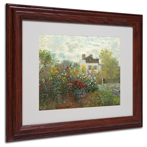 Trademark Fine Art The Artist's Garden Canvas Wall Art by Claude Monet with Wood Frame, 11 by 14-Inch