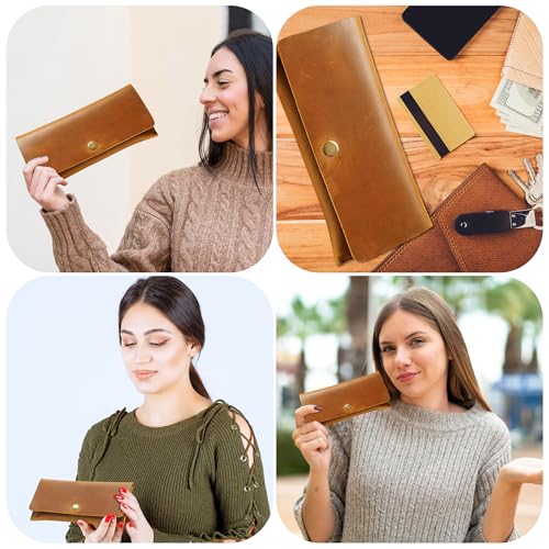 HIFA Leather Wallet Women, Purses for Women - Soft Touch Rustic Leather, Retro Style, 4 Card Pockets with Cash Slot, Compact Convenience and Ideal Gift - Wallets for Women, Womens Wallet, Brown3