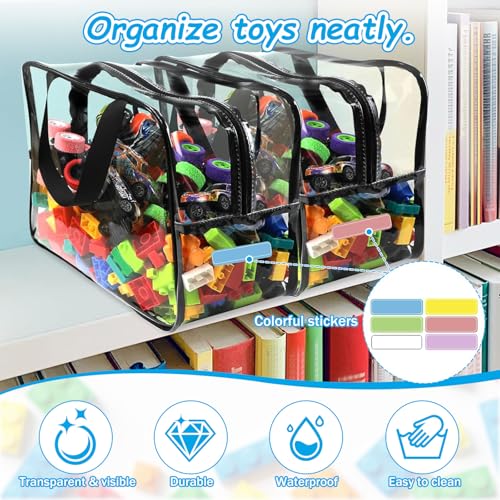4 bolsas de almacenamiento para juguetes transparentes con asas 5