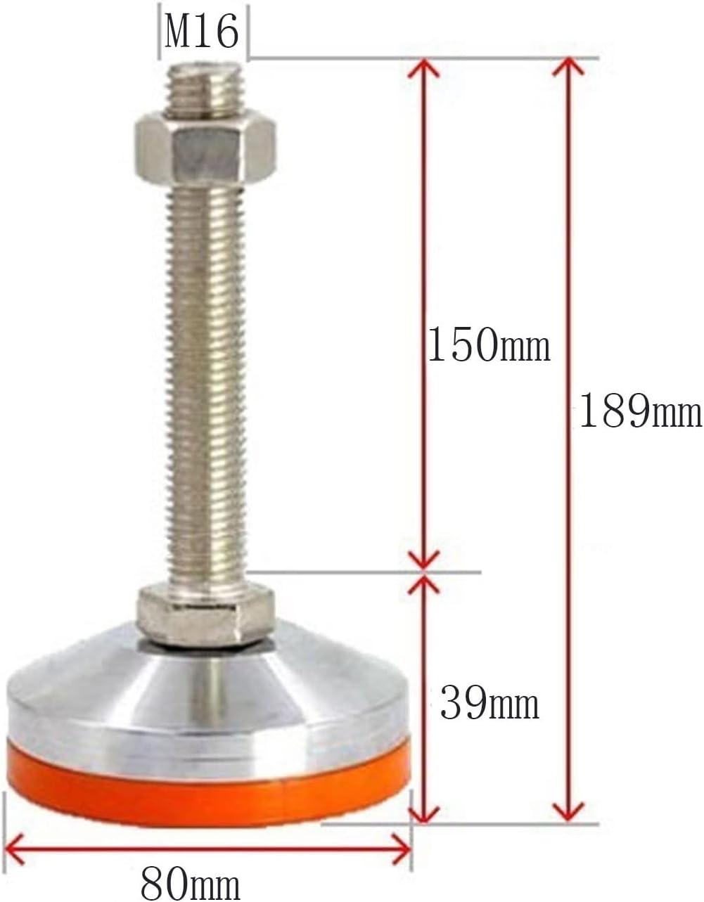 BREAKA 4 Pieces Furniture Balancing Support Feet, Non-Slip Pad Adjusting Feet, Yellow Rubber Heavy Duty Adjustable Steel Foot Cups, Fixed Floor Feet