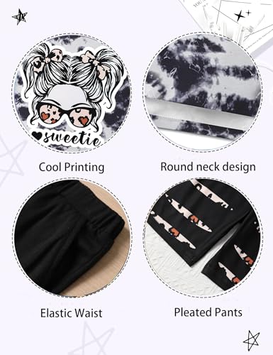 Image of Girls Clothes Short Sleeve Tie Dye Top Shorts and Pants 2PCS Girls Summer Outfits Size 6-16