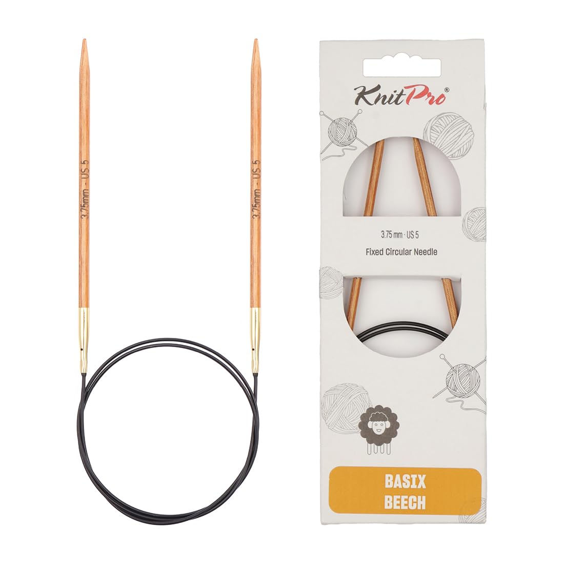 KnitPro Basix Beech Fixed Circular Needles 32" (80cm) | 3.75mm