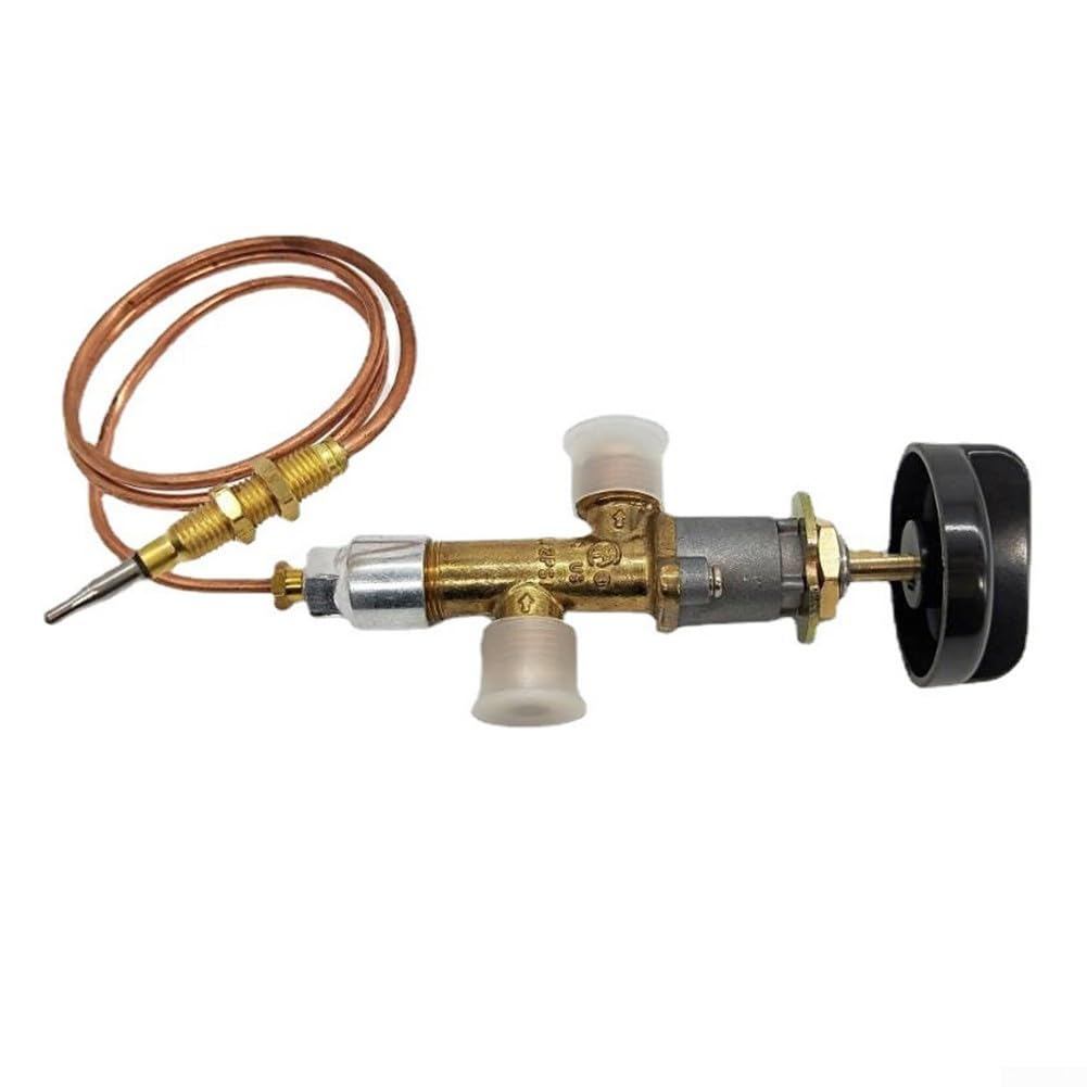 ZWEquipint Brass Gas Safety Control Valve Kit With Thermocouple For Fireplaces, Fire Pits, Gas Grills And Heaters, 38 Torch Inlet Outlet, Easy Install