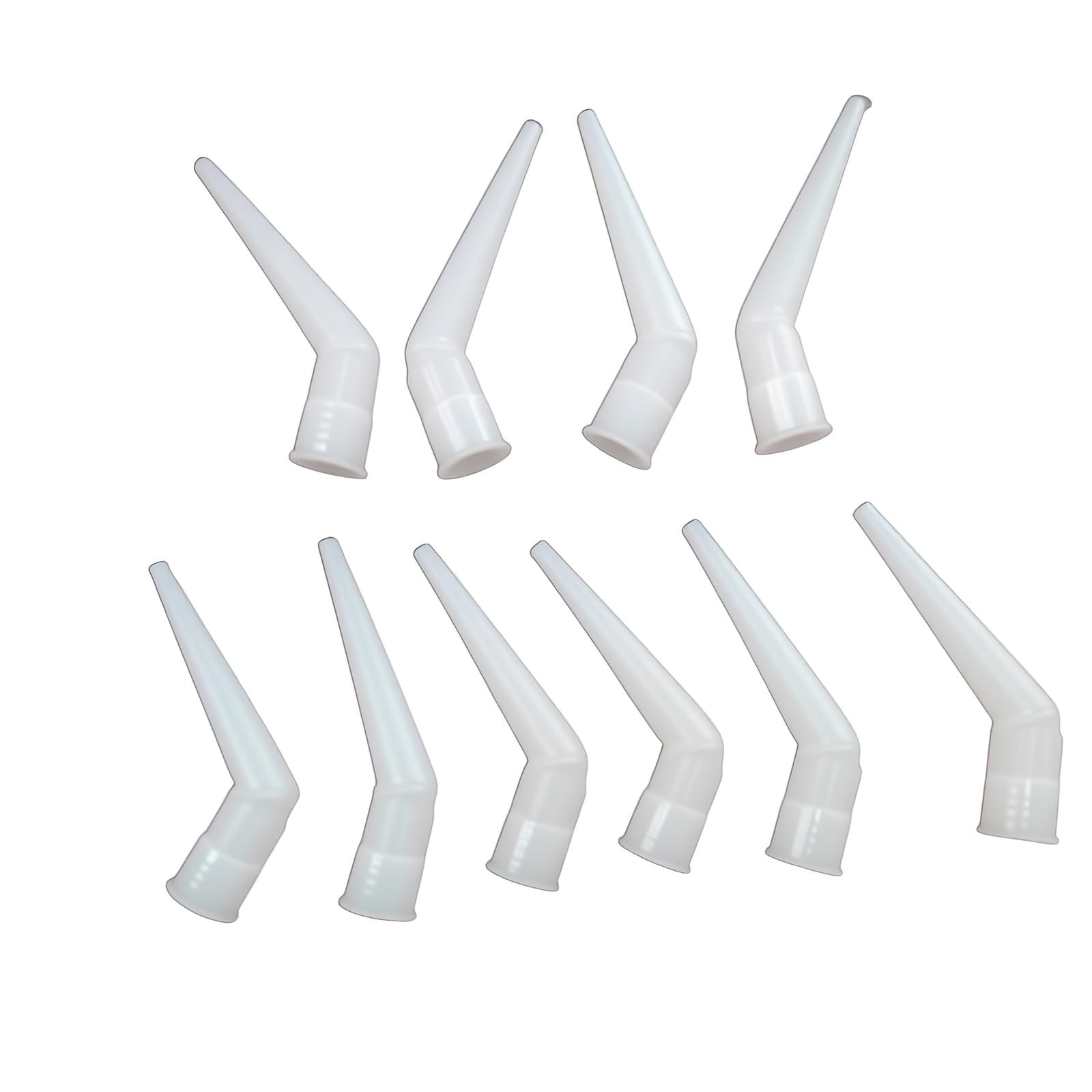Photo 1 of 10 Pack Angled Caulking Nozzles Tips, Curved Extension Nozzle for 10oz Manual Sausage Caulking Gun - Replacement Tips for Sealant, Caulk, Adhesive & Silicone (White Plastic)
