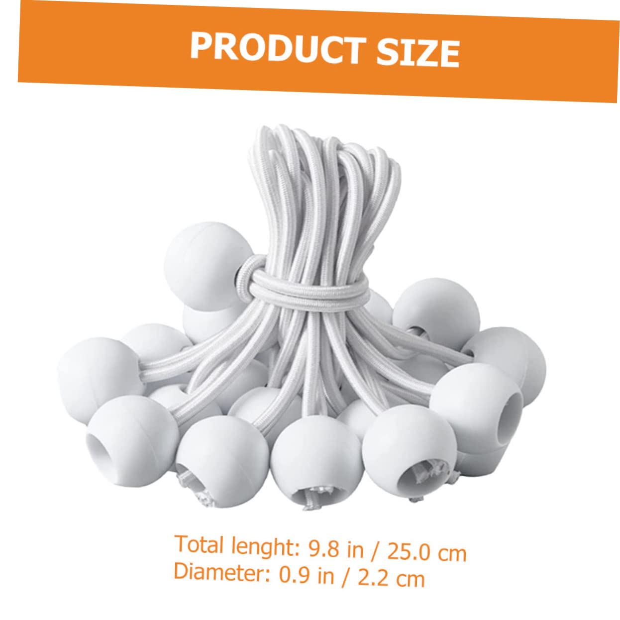 WOONEKY Corde Élastique Mini Cordons Élastiques Usage Intensif Extérieur Attaches De Tente Ajustable Cordon D'arrimage Robuste Belvédère Tente pour Trampoline Émulsion Blanche