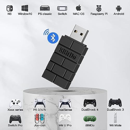 Image of 8Bitdo Wireless USB Adapter 2 for Switch /Switch OLED, Windows, Mac & Raspberry Pi Compatible with Xbox Series X & S Controller, Xbox One Bluetooth Controller, Switch Pro and PS5 Controller (Black)