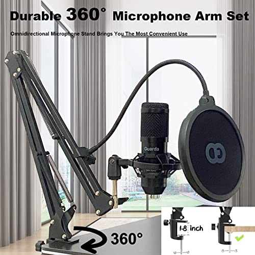 Studio Condenser Usb Microphone Computer Pc Microphone Kit With Adjustable Scissor Arm Stand Shock Mount, For Pc Computer Recording Podcasting Youtube Karaoke Gaming Streaming Teaching Guarda Gd100 #TOP6