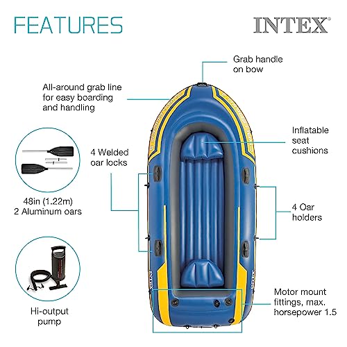 Intex Challenger Opblaasbare bootset met roeispanen + inflator - Afbeelding 4