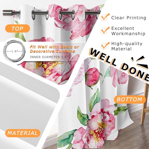 Floral Curtains for Bedroom Eyelet - Floral Curtains - Pink Peony Flower Spring Blackout Curtains 66 x 90 Inch (Width x Drop) 2 Panels, Botanical Eyelet Curtains & Drapes - Image 3