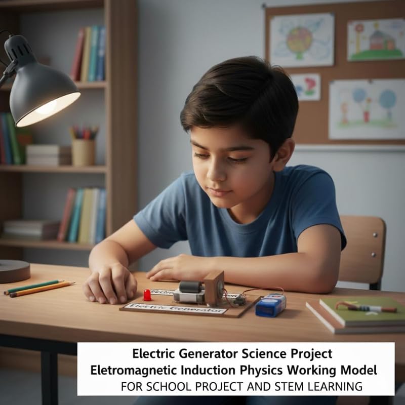 ESPtronics Readymade Simple Magnet Electric Generator Motor Experiment Working Model – Faraday’s Law of Electromagnetic Induction Physics Science Project Kit for School Kids and Class 12 Students 1