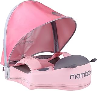 Boia de natação para bebês Mambobaby Cute Baby Natação Boia não inflável para bebês, macia à prova d'água e compatível com a pele, para 8 a 48 meses, meninos, meninas, com capota de sol, rosa