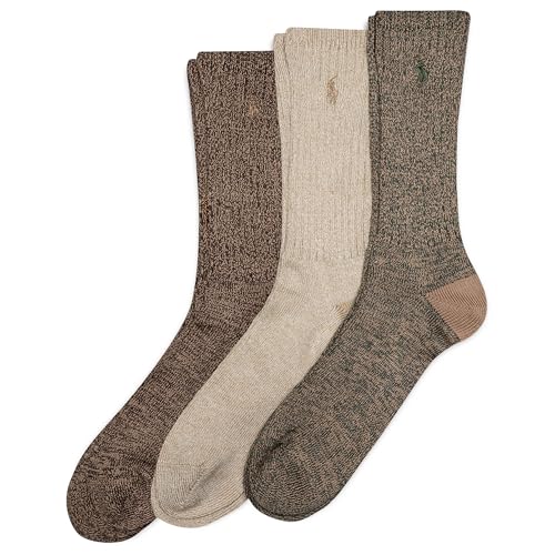 Polo Ralph Lauren Men's Super Soft Ragg Casual Crew Socks-3 Pair Pack-Heel-Toe Reinforcement