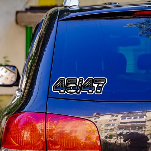 Image of 2 PCS Trump 45 47 Thin Blue Line Sticker | 5 inch | Police Flag Bumper Stickers President Car Truck 45 /47