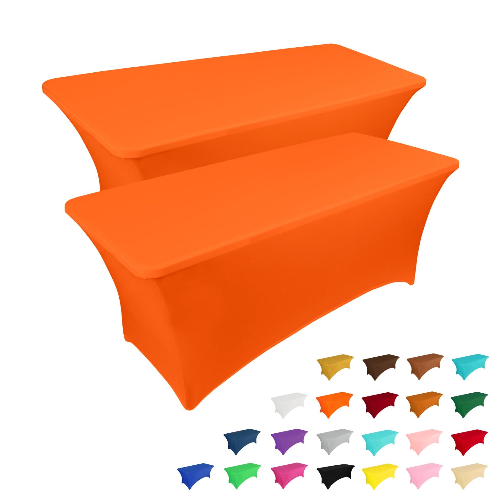 Photo 1 of **NEEDS CLEANING**IVAPUPU 2 Pack 6FT Table Cloth for Rectangular Fitted Events Stretch Orange Table Covers Washable Spandex Tablecloth Protector for Party, Wedding, Cocktail, Banquet, Festival