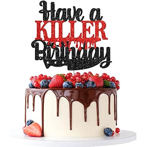 Tenhaisi Black Glitter Have a Killer Birthday Cake Topper Outdoor Horror Movie Party / Bloody Cake Topper / Children Boy Man Girl Adults Birthday Horror Party Decorations Cover