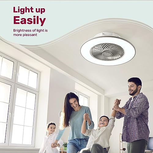 Yanaso Bladeless Ceiling Fan With Lights And Remote Control Smart Led Dimmable Lighting Indoor Low Profile, Semi Flush Mount(Grey) #TOP2