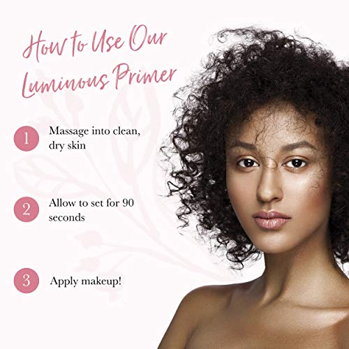 100% Pure Luminous Face Primer Illuminating Makeup Base & Moisturizer With Anti-Aging Antioxidants - Glowy Long-Lasting & Pore Diminishing Cosmetics Prep, Flawless Soothing Hydration - 1 Oz #TOP4