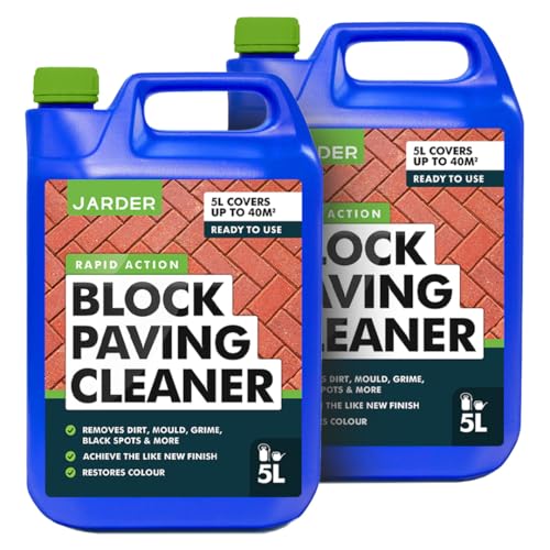 Jarder Rapid Action Block Paving Cleaner 2 x 5L - Elimimates Black Spot, Lichen, Dirt, Grime, Mould and More - Protects against Cracking - Restores Colour