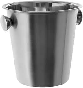 Mimo Style Balde de Gelo Prata, Aço Inoxidável Mentém Bebidas Geladas 5L Ideal Bancadas Bares Restaurantes e Festas, Resistente e Durável