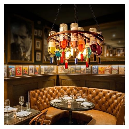 Lampe à suspension rétro bouteille de vin E27 luminaire décoratif pour restaurant et café