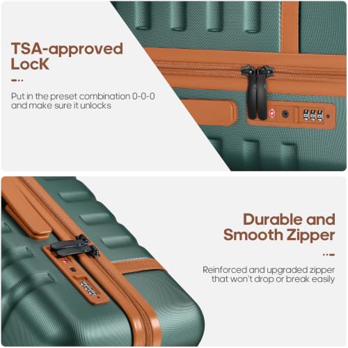 Image of UKEIN Luggage Sets 3 Piece, Carry On Luggage 20In With Spinner Wheels,PC Hardside Suitcase Set with TSA Lock,Durable Carry On Suitcase With Travel Backpack for Men (Green, 3 piece set (20inch))