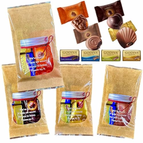 プチギフト 4袋 チョコ バレンタイン チョコレート 義理チョコ ゴディバ 職場 ばらまき 贈り物 プレゼント ギフト 個包装 大量 まとめ買い 贈答用 バレンタイン ホワイトデー BUBUDELI (ブラウン)
