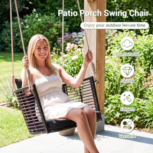 Image of Tangkula 2 Pack Outdoor Hanging Porch Swing with Cushions, Single Person