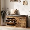 Shoe Storage Bench with 2 Flip Drawers Padded Seat Cushion Shoe Cabinet with Lift Top Storage Box Shoe Bench Shoe Organizer for Entryway Hallway Living Room Vintage Brown