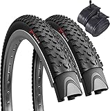 Fincci Paar 27,5 x 2.10 MTB Reifen Zoll 54-584 Fahrradmantel Faltbar Slick Reifen mit Schrader Schlauche für Cityräder Rennrad Mountainbike MTB Hybrid Fahrrad Mantel mit 27.5x2.10 (2er Pack)