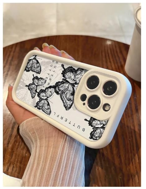 Image of COVERLY Fashionable Retro Butterfly Back Case Cover for iPhone 12 Pro | Hot Minimalist Trendy Cute Design | Camera Protection | Soft TPU Silicone Aesthetic Cover for Girls & Women (Pink, Shockproof)